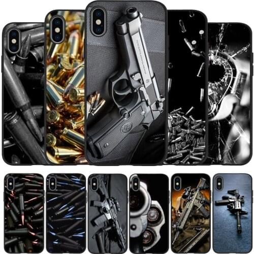 Gun and bullet black Silicone Phone Case For iPhone 12 XR XS Max 5 5S SE 2020 6 6S 7 8 PLUS X 11Pro Max 11 Cover