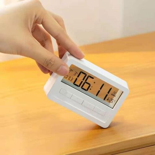 Xiaomi Deli electronic alarm clock bedside simple intelligent clock multifunctional LCD screen childrens alarm clock