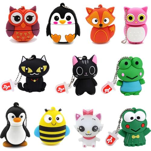 JASTER cartoon cute penguin owl fox pen USB flash drive pendrive 4GB 8GB 16GB 32GB 64GB memory stick animal U disk free shipping