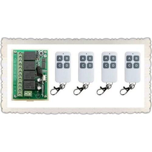 JRLJEKEE NEW DC12V 4CH 4Channe 10A RF wireless remote control switch System, 4 X Transmitter + 1 X Receiver,315/433 MHZ