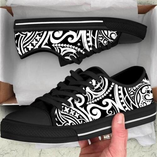 ELVISWORDS Teenage Girls Casual Low-Top Canvas Shoes Polynesian Maori Tribe Ladies Vulcanized Shoes Breathable Sneakers Zapatos