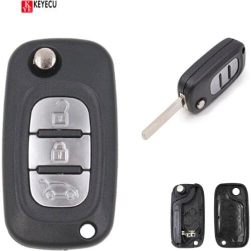 KEYECU New Flip Replacement Remote Key Fob Case Shell 3 Button for Renault Clio Kangoo Megane Modus NO interior remote/electron