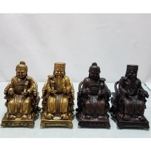 China brass Land god of wealth crafts statue A pair