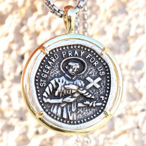 Saint Gerard Medal Necklace Catholic Devotional Patron Saint Of Fertility Prayer Chaplet Pregnant Motherhood Jewelry Gift