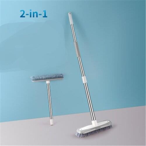 Multi Floor Brush 2 in 1 Scratch Brush Cleaner for Bathroom Kitchen Stains Broom Long Handle Dust Scraper Home Cleaning Tools
