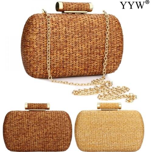 Fashion Clutch Bag Simple Designers Straw Weave Woven Shoulder Bag Box Bag For Women Ladies Wedding Party Small Purse Handbag