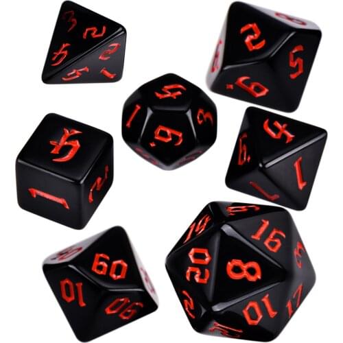 Opaque Colors Polyhedral 7-Piece RPG Dice Set D4 D6 D8 D10 D% D12 D20 for Tabletop Role Playing Games DND