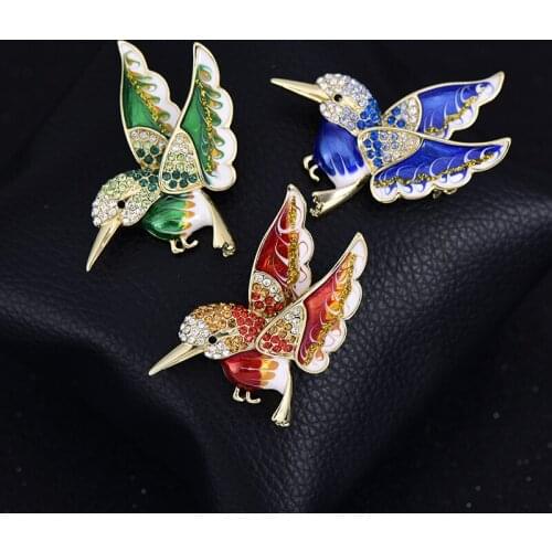 New Christmas zircon Bird Brooch female lovely Hummingbird Brooch exquisite pin animal jewelry gift coat jewelry