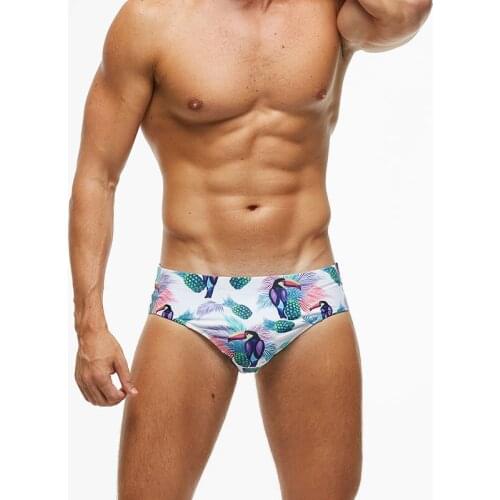 New summer beach shorts men swimwear sunga cool pineapple bird swim shorts sexy man swimsuits pool swim briefs bathing suits