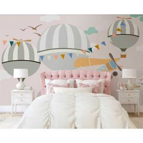 Beibehang Customize Nordic minimalist hand-painted airplane balloon childrens room background wallpaper wall papers home decor