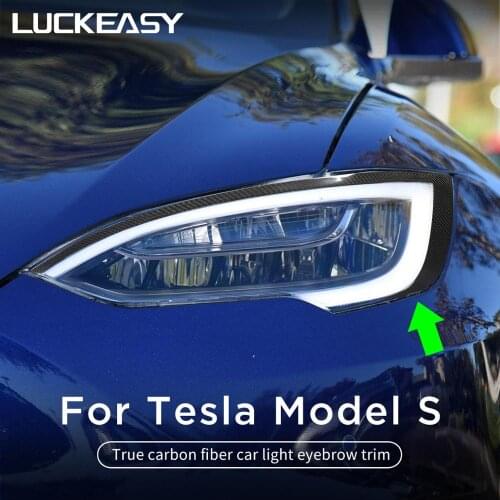 For Tesla Model S 2017-2020 real carbon fiber front Light protective patch Car Exterior Modification Headlight trim accessories