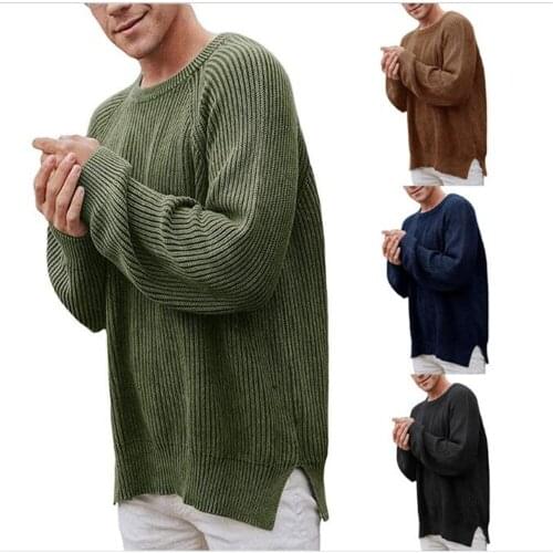 Autumn/Winter British Style Pullovers Men/Youth O-Neck Pure Color Raglan Sleeve Casual Sweater Brown/Black/Army Green/Dark Blue