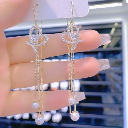 Earrings Lustrous bead Heart ring Rhinestone New fashion jewelry Gorgeous Stylish Ornament Dreamy серьги 2021 тренд