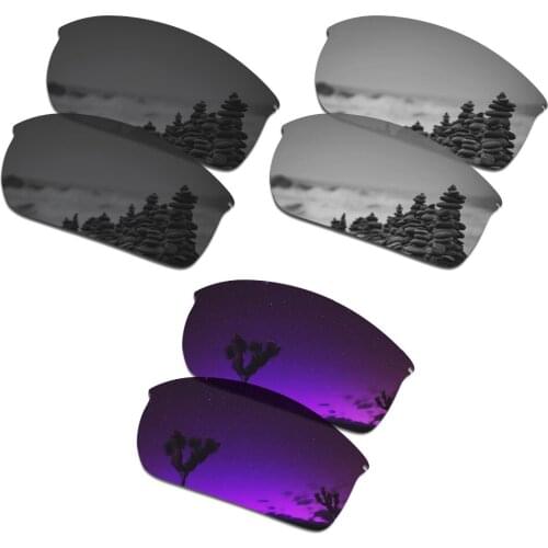 SmartVLT 3 Pairs Polarized Sunglasses Replacement Lenses for Oakley Wiretap Stealth Black & Silver Titanium & Plasma Purple