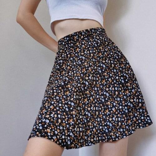 WOMENGAGA Short Above Knee Mini Skirt 2021 New Sexy High Waist Bottom Slim Umbrella Floral A-line Skirt For Woman OCDX