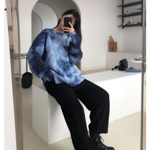 Tie dyed sweater for women in autumn and winter