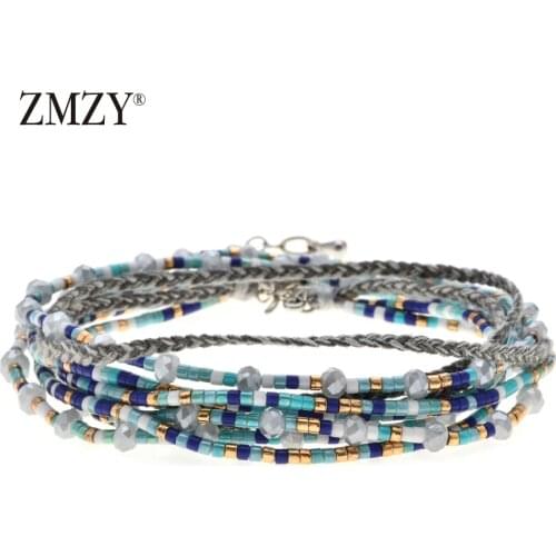 ZMZY Brand Bohemia Styles Stone Crystal Bead Friendship Bracelet Colorful Beaded Adjustable Bracelets for Women Jewelry Gift