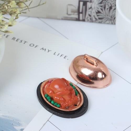 1/12 Dollhouse Miniature Food Christmas Turkey With Lid Pretend Play Toy Accessories