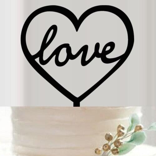 100pcs/lot Creative LOVE in heart design wedding cake inserted card Wedding Cake Topper Party Cake Decorations