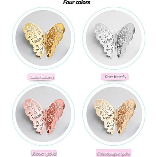 12pcs/set Hollow 3D Butterfly Wall Sticker for Wedding Decoration living room window Home Decor Gold silver Butterflies stickers