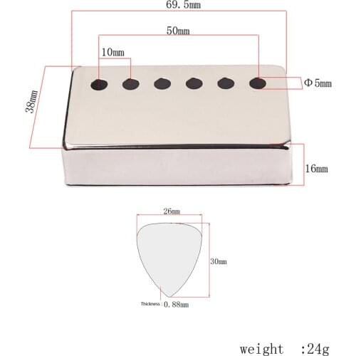 2Pc 50mm Copper Guitar Pickup Covers Nickel Plated for LP SG Eiphone Electric Guitar