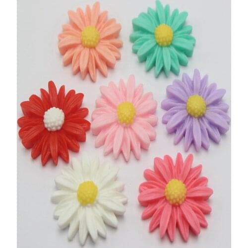 20 Mixed Color Large Flatback Resin Daisy Flower Sunflower Cabochons 26mm(1")