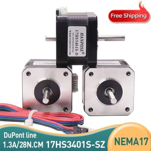 3pcs NEMA 17 Stepper motor double shaft 1.3A 28N.m dual shaft D=5mm 42x34mm Nema17 stepping motor For CNC machine 3D printer