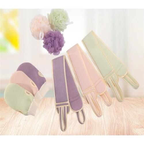 3pcs/set Towel Back Strip Bath Ball Body Cleaning Washcloth Bath Gloves Brush Household Bath Supply Washcloth