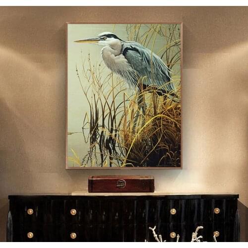 DIY 3D Diamond Embroidery,Cross Stitch Crafts "Poetic Great Blue Heron Bird"Full Square&Round Diamond Painting,Home Decor LG2423