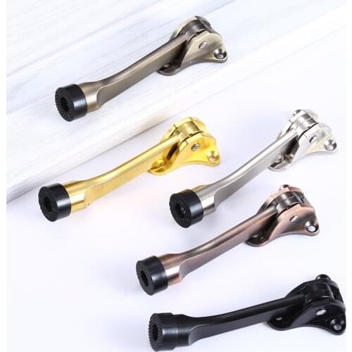 4-Inch Door Stopper Hinge Metal Kickdown Door Stop Door Kickstand with Non-Slip Rubber Tip for Heavy Garage Door