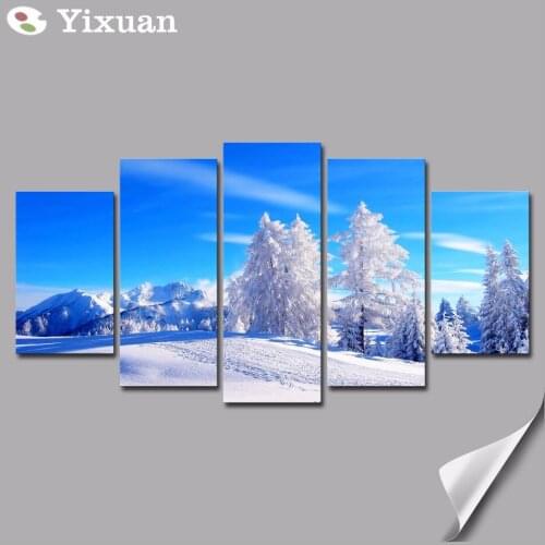 5 Panels High Quality Frame Canvas Painting Ice and snow cedar Wall Art Painting Modern Home Decor Picture For Living Room
