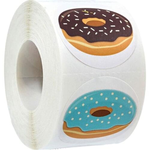 50-500pcs Stickers Stylish Donut Stickers 8 Designs Delicious Looking Handmade white labels stickers for Cake bread baking