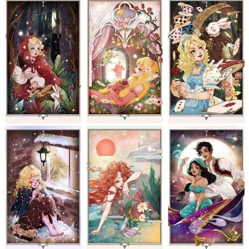 5D DIY Diamond Painting Princess Girl Fantasy Children Cartoon Square Round Embroidery Landscape Cross Stitch Mosaic Home Decor