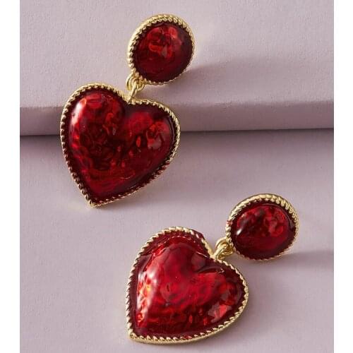 6 pair /lot jewelry fashion jewelry metal alloy enamel red heart earrings for women