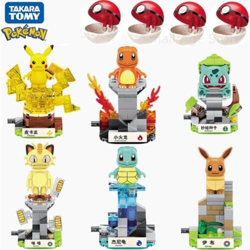 Pokemon Pokémon Bikachu Poké Ball Summon Monsters Inuyama Inuko Building Blocks Model Sets Bricks Classic For Children Toys Gift