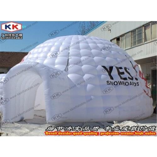 White or colored inflatable exhibition dome tent with gate tunnel