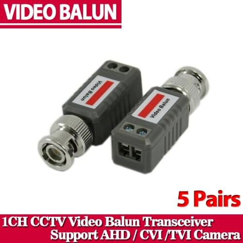 CCTV Twisted BNC 1Channel Passive TVI CVI AHD Video Balun Transceiver 10Pcs /Lot COAX CAT5 Camera UTP Cable Coaxial Adapter