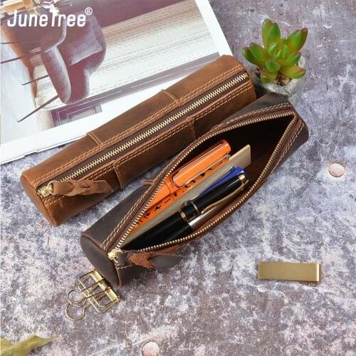 Genuine leather Pen Pencil Case Holder Protective Carrying Box Bag Storage Container for Fountain Pen Ballpoint pouch School