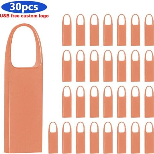 Hot 30pcs free logo USB Flash Drive 128GB 64GB Metal Pen Drive 32gb memory memori cel usb stick High Speed Pendrive u disk gift