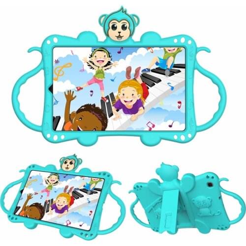 Cartoon Monkey Silicone Kickstand Full-body Shockproof Protective Case Cover for Samsung Galaxy Tab A 8.4 2020 SM-T307 T307U