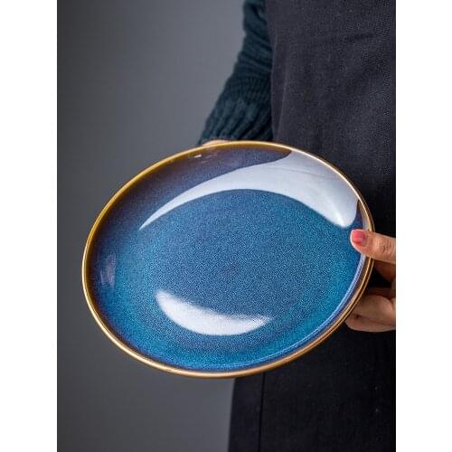 Nordic Ceramic Dishes, Simple and Shallow Dishes, Creative Disks, Steak Plates, Pasta Plates, Personalized Snack Plates