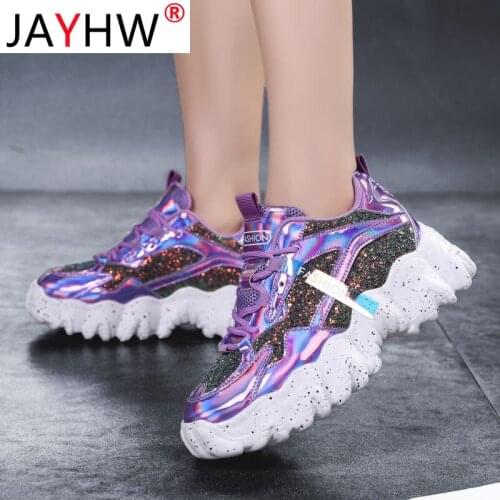 JAYHW Women Sneakers New Autumn Woman Fashion Platform Vulcanized Shoes Bling Breathable Chunky Sneakers Female Zapatillas Mujer