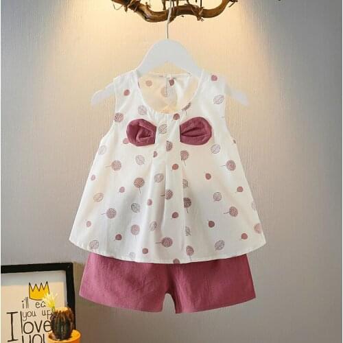 Summer Girls' New suits, Female Baby Clothes, Childrens Short-sleeved Two-Piece Suits, Western Style Girl Clothes 1-5 years