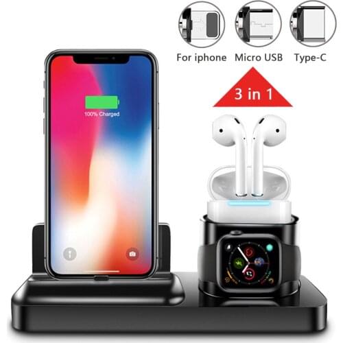 3 in 1 Magnetic charging dock fast charging qi wireless charger stand pad connector for Samsung iPhone AirPods and Apple Watch