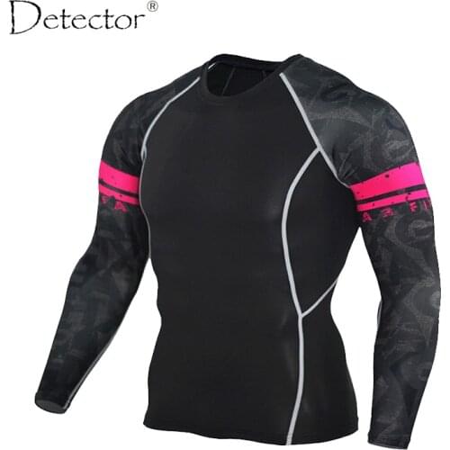 Mens Compression Shirts Bodybuilding Skin Tight Long Sleeves Jerseys Clothings MMA Crossfit Exercise Workout Fitness Sportswear