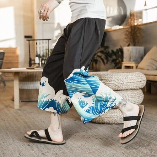 Streetwear Mens Jogging Pants Chinese Style Harem Pants Mens Elastic Printing Sweatpants Men Large Size 5XL
