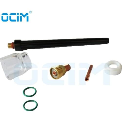 7pcs/set #12 Pyrex Glass Cup Kit Stubby Collets Body Gas Lens TIG Welding Torch For WP-9/ 20/ 25 Mayitr Welding Accessories