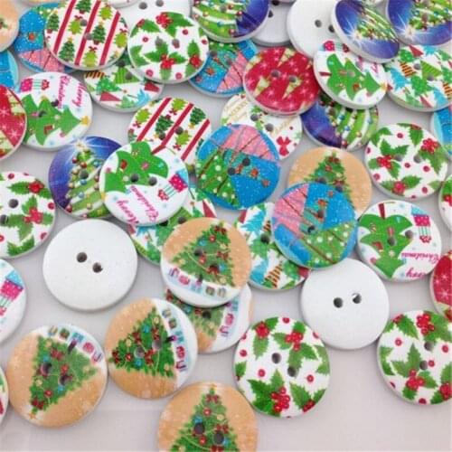 New 25pc Santa Christmas Wood Buttons Sewing 20 mm Mix Lots WB17