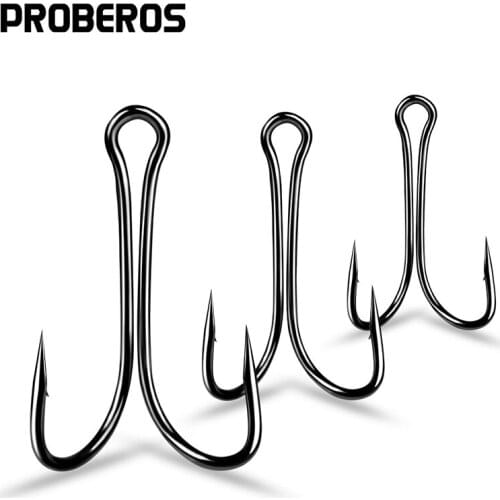PROBEROS 500pcs/lot Double Hooks 6-4-2-1-1/0-2/0-3/0-4/0# Fishing Hooks Fly Typing Duple Hooks Jig Bass Fishhooks Fishing Tackle