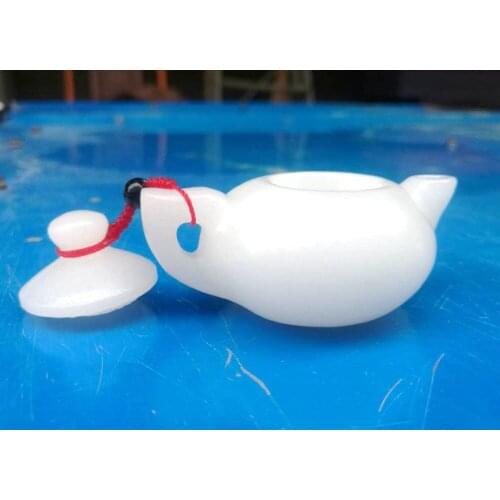 Drop Shipping dongling white blue Jades jadeite little teapot pendant Handmade Lucky pendant Men Women jewelry